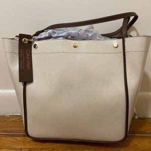 Calvin Klein Tan/Cream/Brown Large Tote